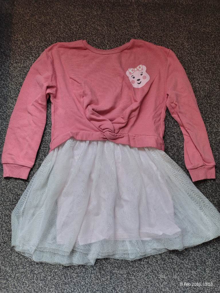 Girls Pudsey Bear BBC children in need sweatshirt dress size 7-8 years