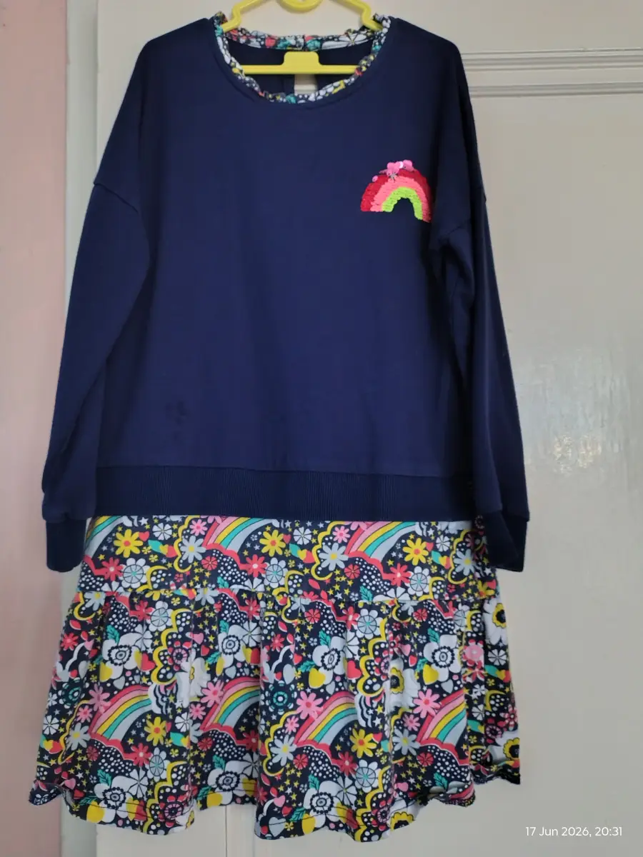 Girls Rainbow flower sequin dress age 7