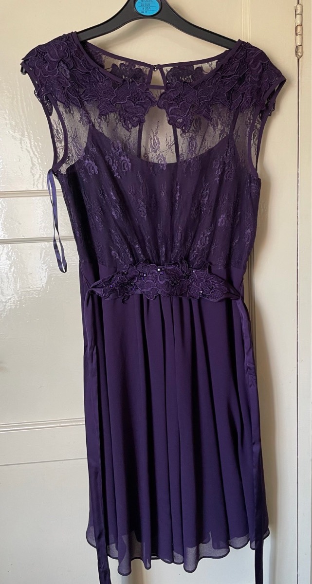 Coast Ladies Purple Lace Chiffon Sleeveless Dress