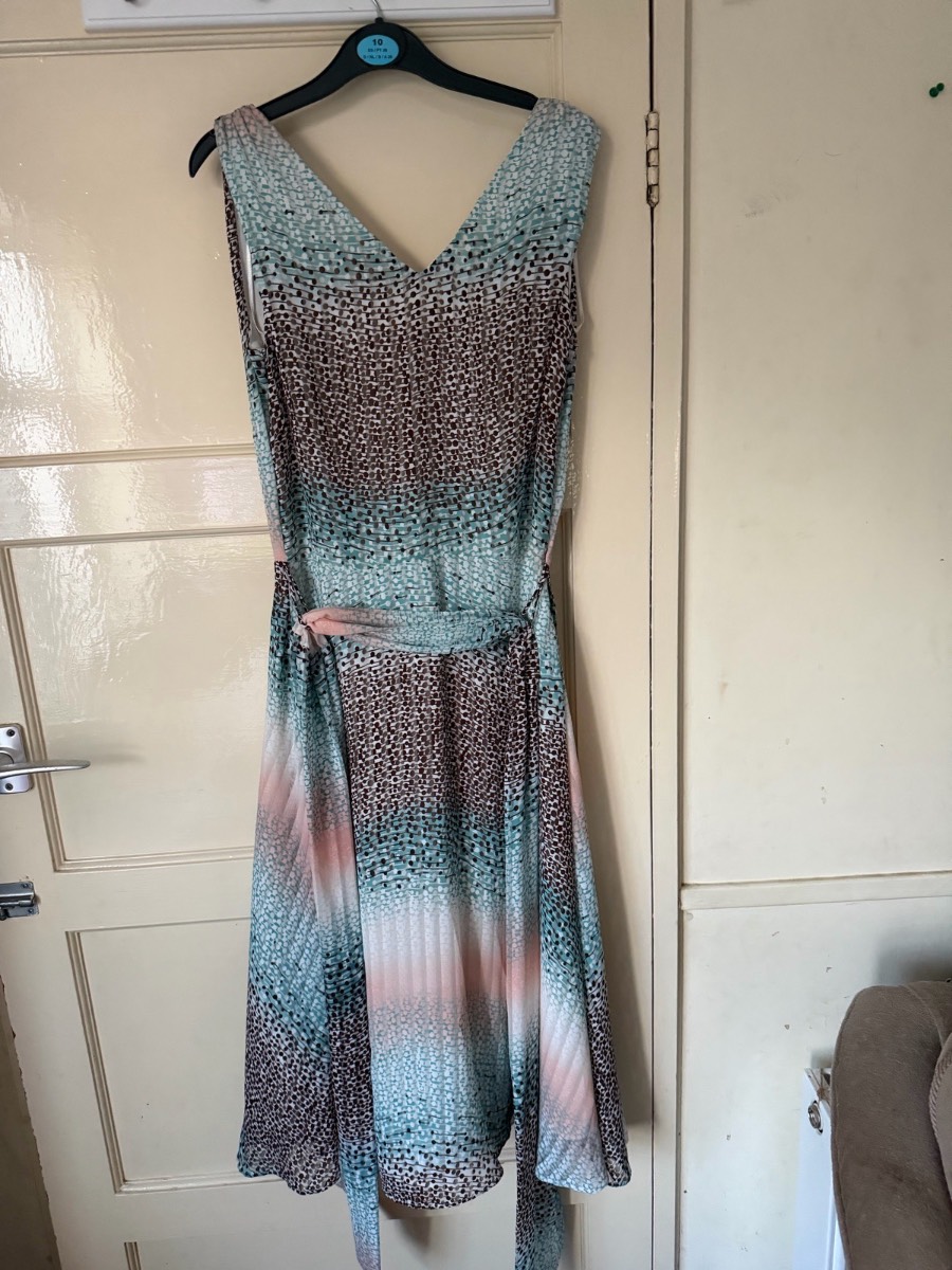 George Ladies Teal/Pink Ombré Animal Print Dress Sleeveless