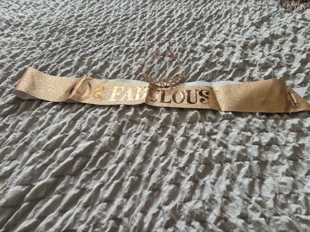 Rose gold 40 and fabulous tiara and matching sash