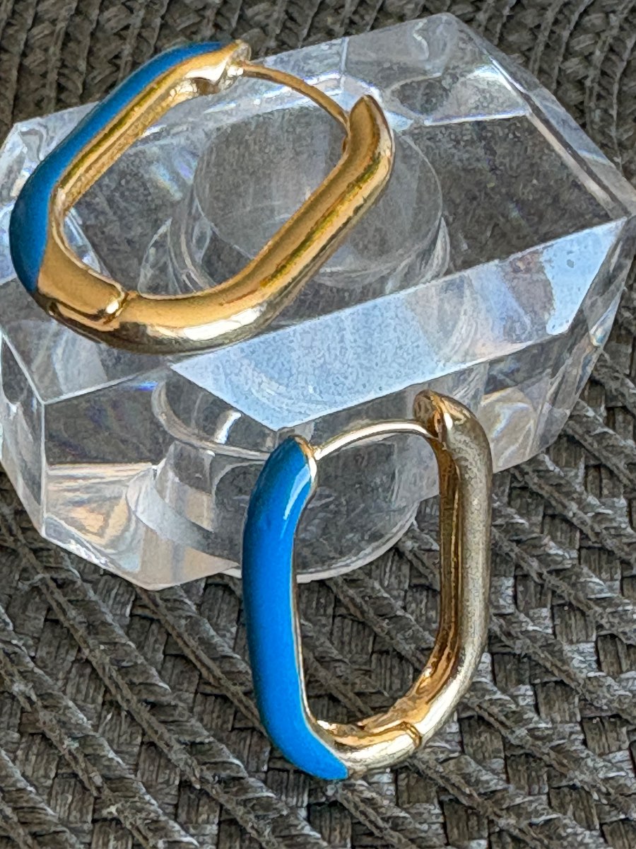 Golden and enamel earrings