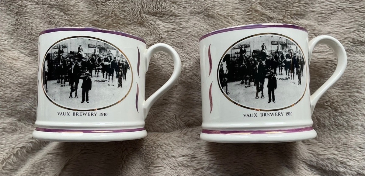 2 Large Ceramic Wade 1986 Tankards For Vaux Breweries Ltd.