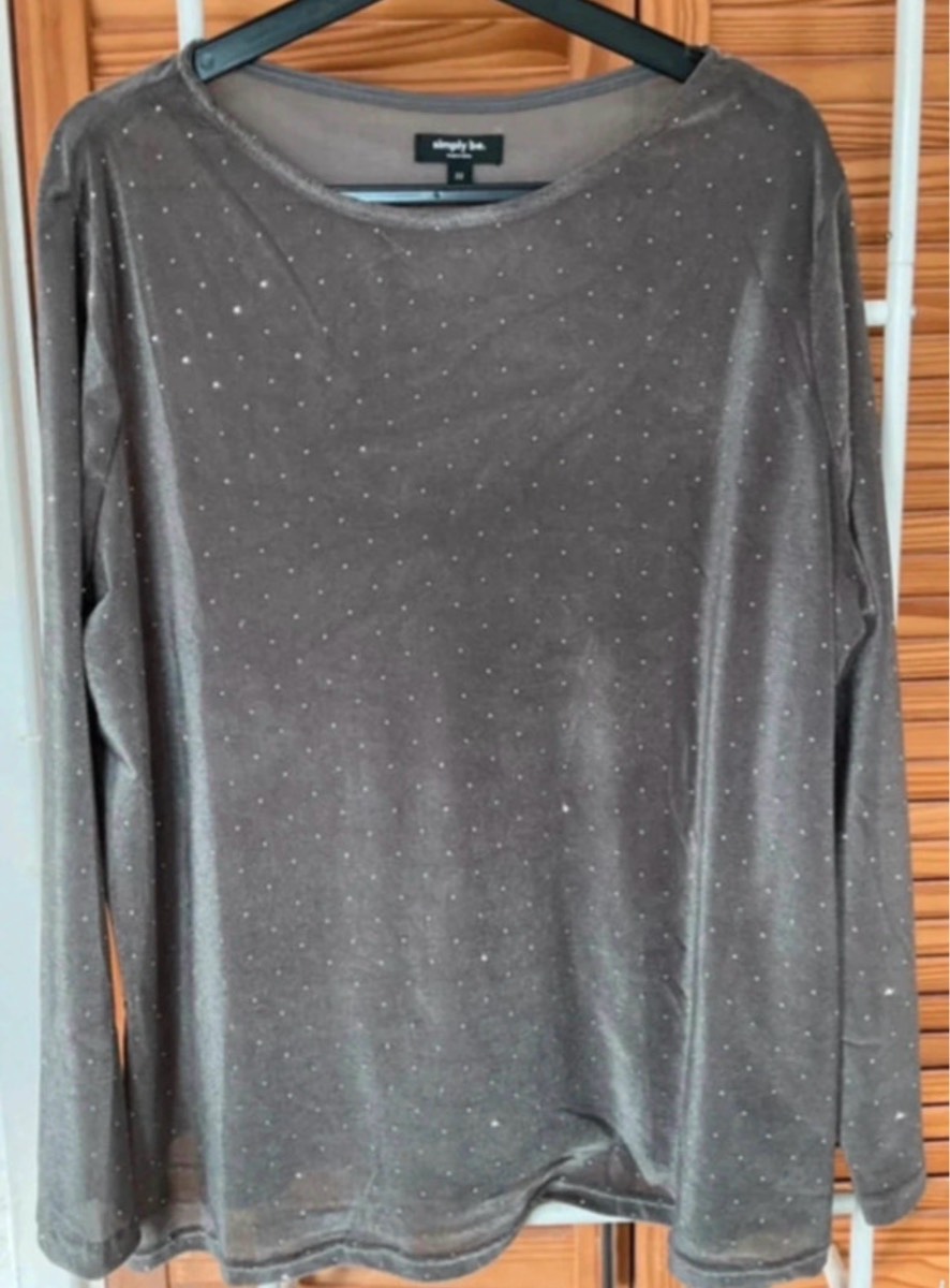 Grey Simply Be Grey Sparkle Top , UK 22