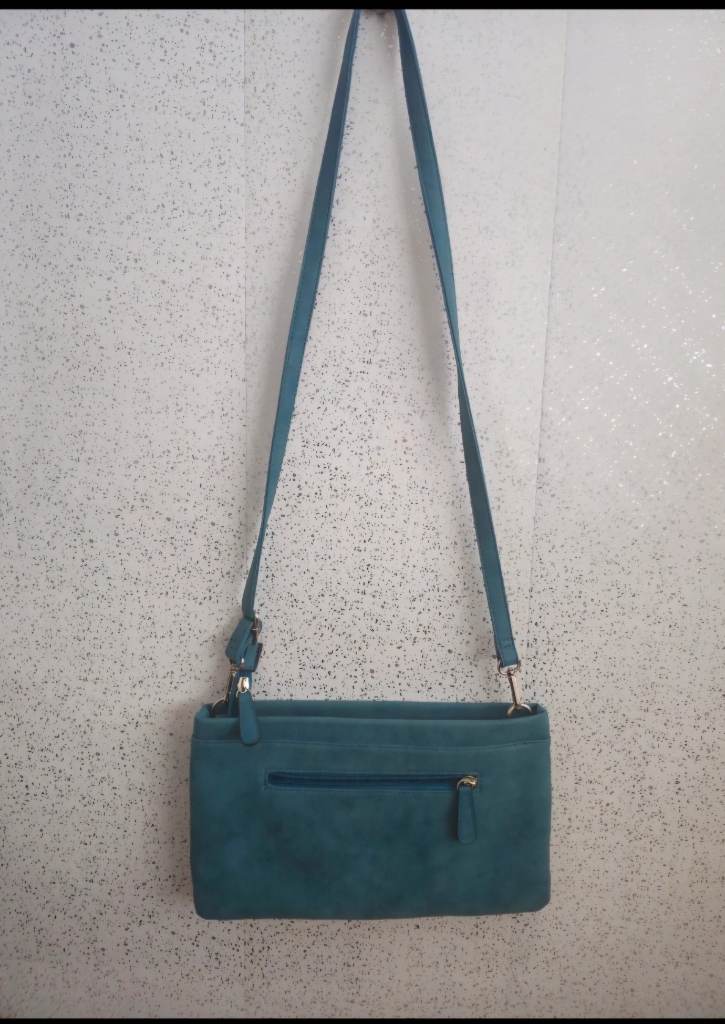 Kbas leather shoulder bag teal coloured