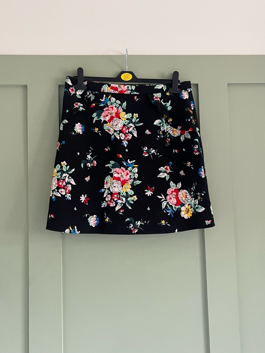 Dorothy Perkins Black Floral Ruffle Mini Skirt UK 14