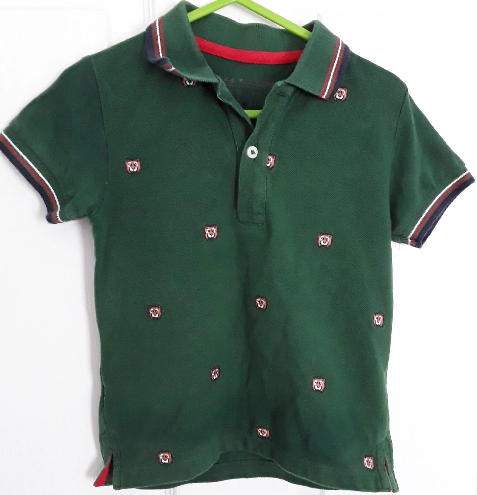 Next boy green polo shirt with lion motif