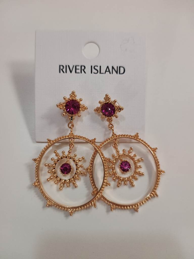 River Island sun burst circle drop earrings