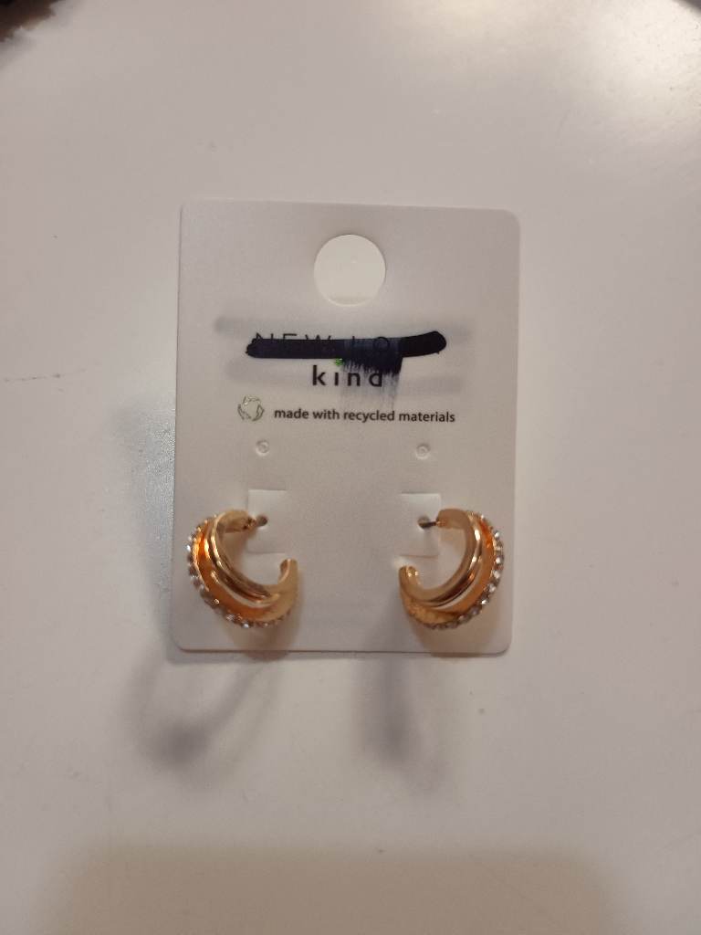 New look gold tone diamante double hoop earrings