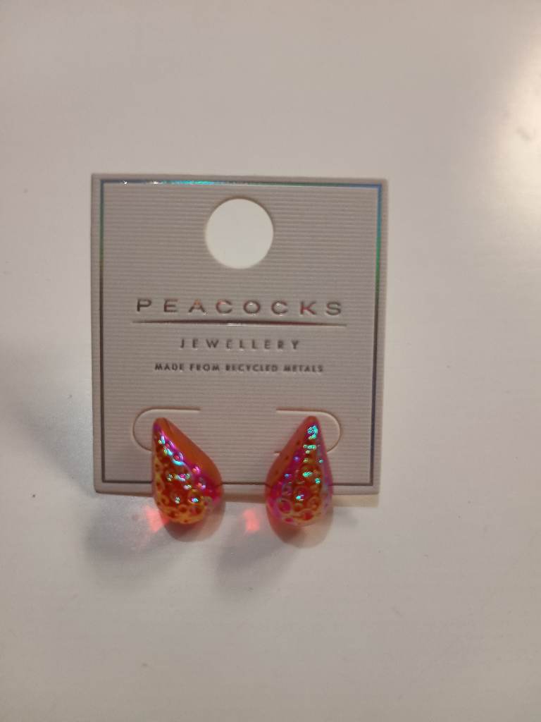 Peacocks pink teardrops earrings
