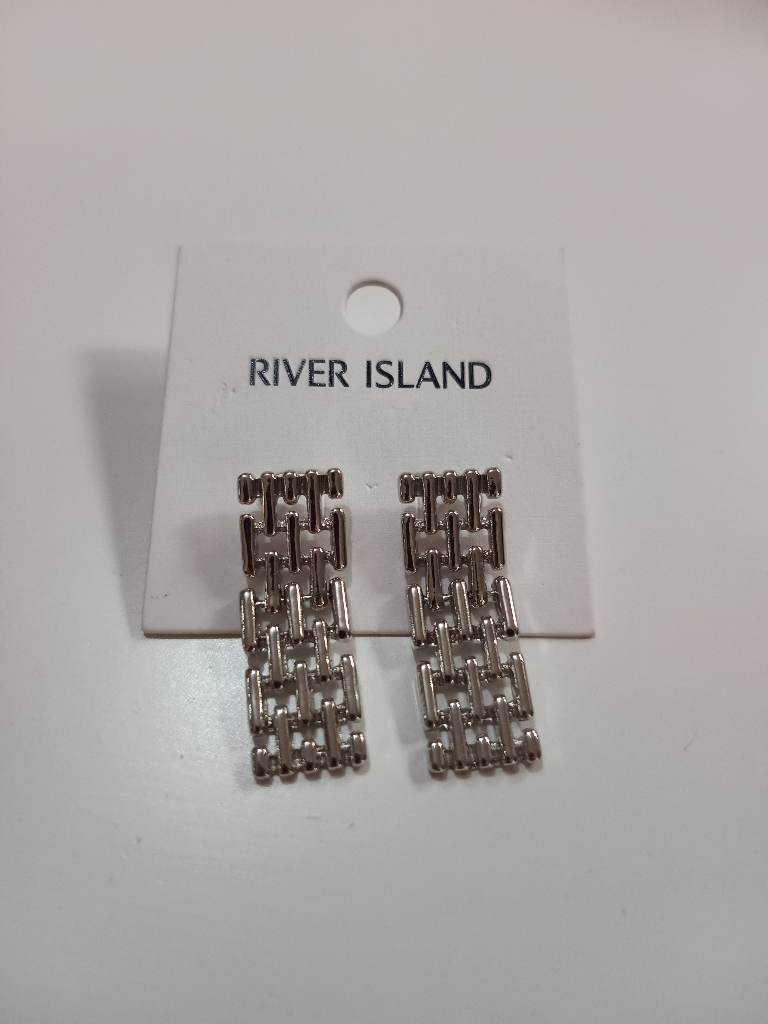 River Island silver long chain drop earrings