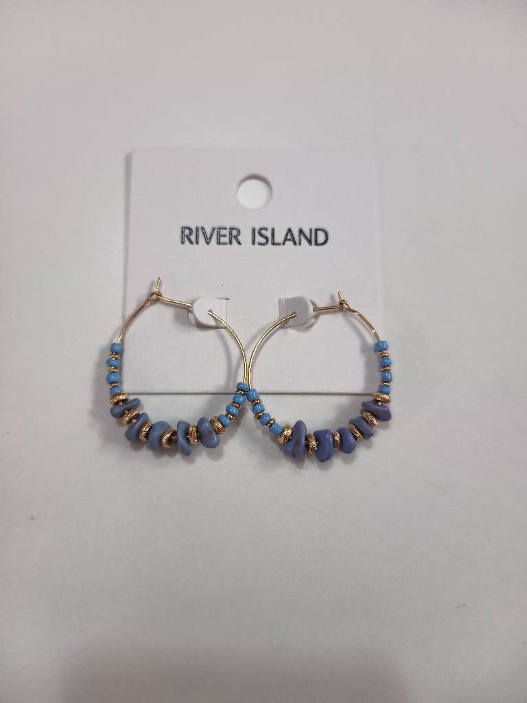 River island blue beaded hoop earrings