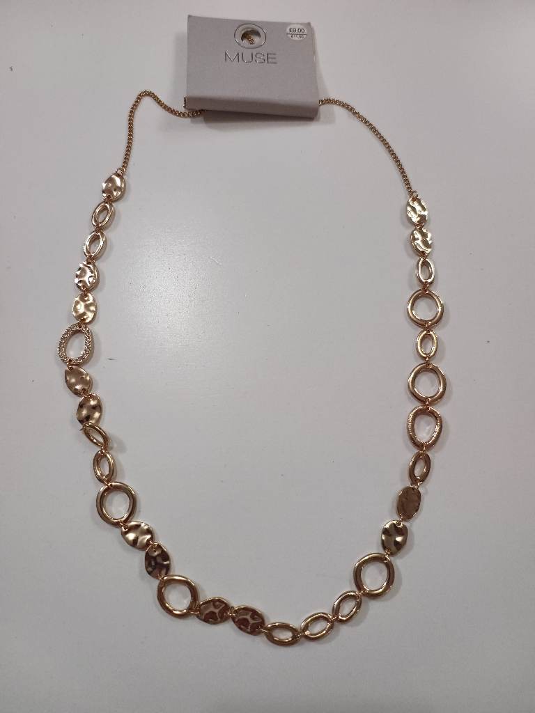 Muse long chain necklace in gold tone
