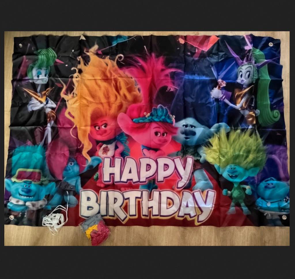 Trolls 2 Film Themed XL Happy Birthday Banner and Themed Latex Party Supplies