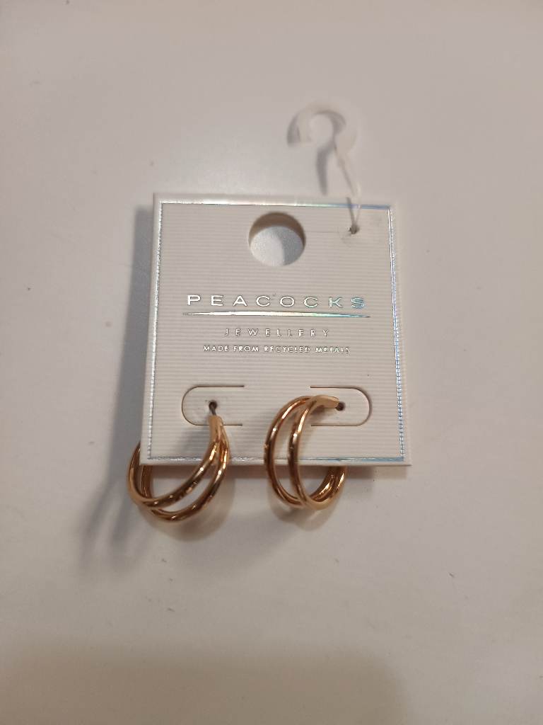Peacocks double hoop earrings in gold tone