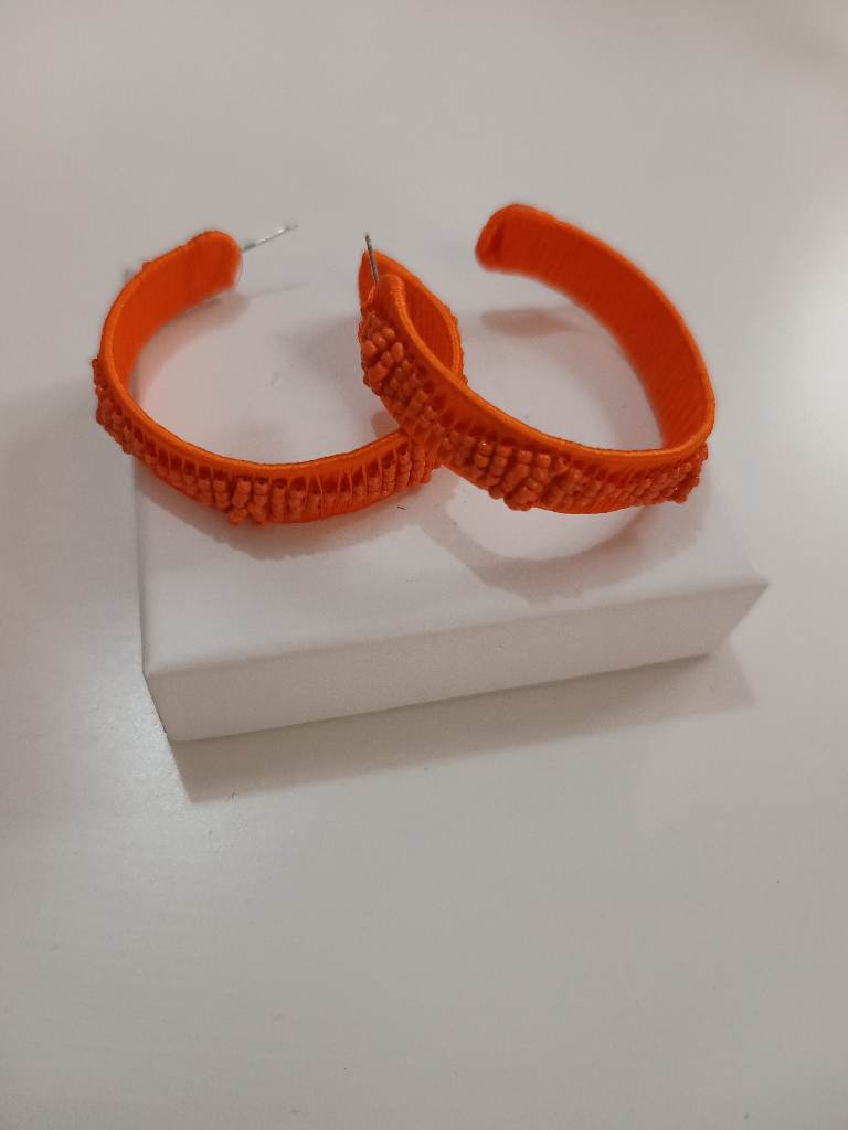 River Island orange beaded hoop earrings