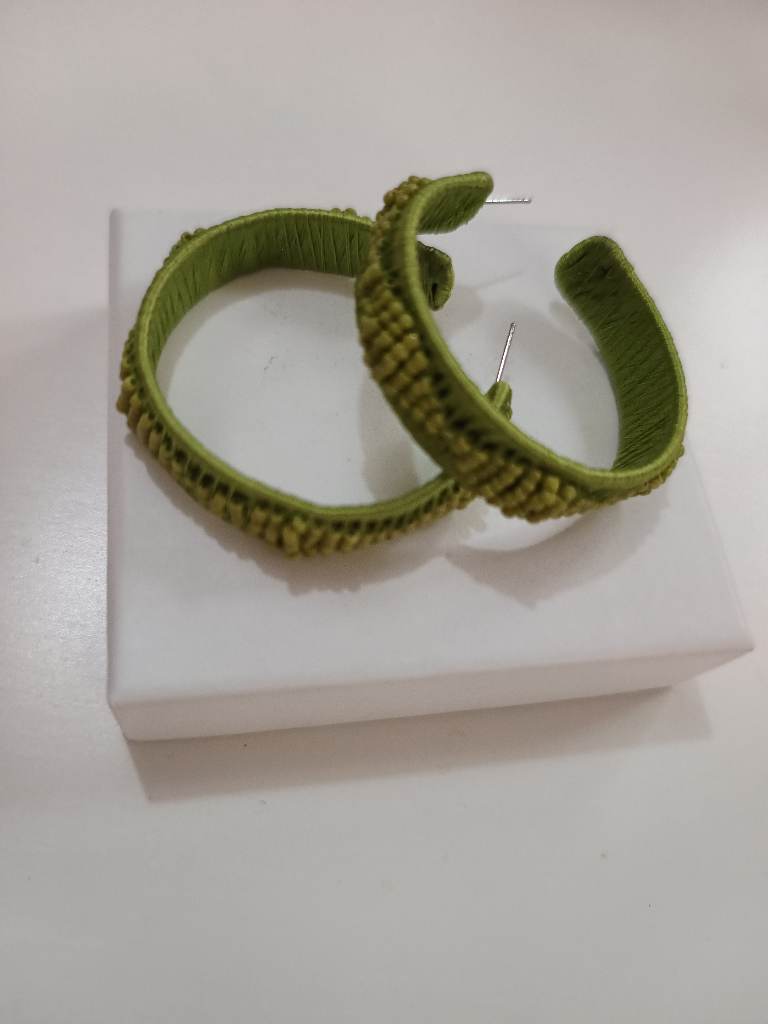 River Island green beaded hoop earrings