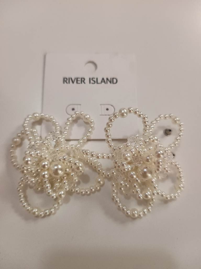 River Island pu pearl flower designed earrings