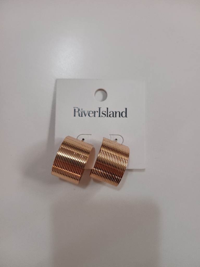 River Island gold tone wide flute earrings