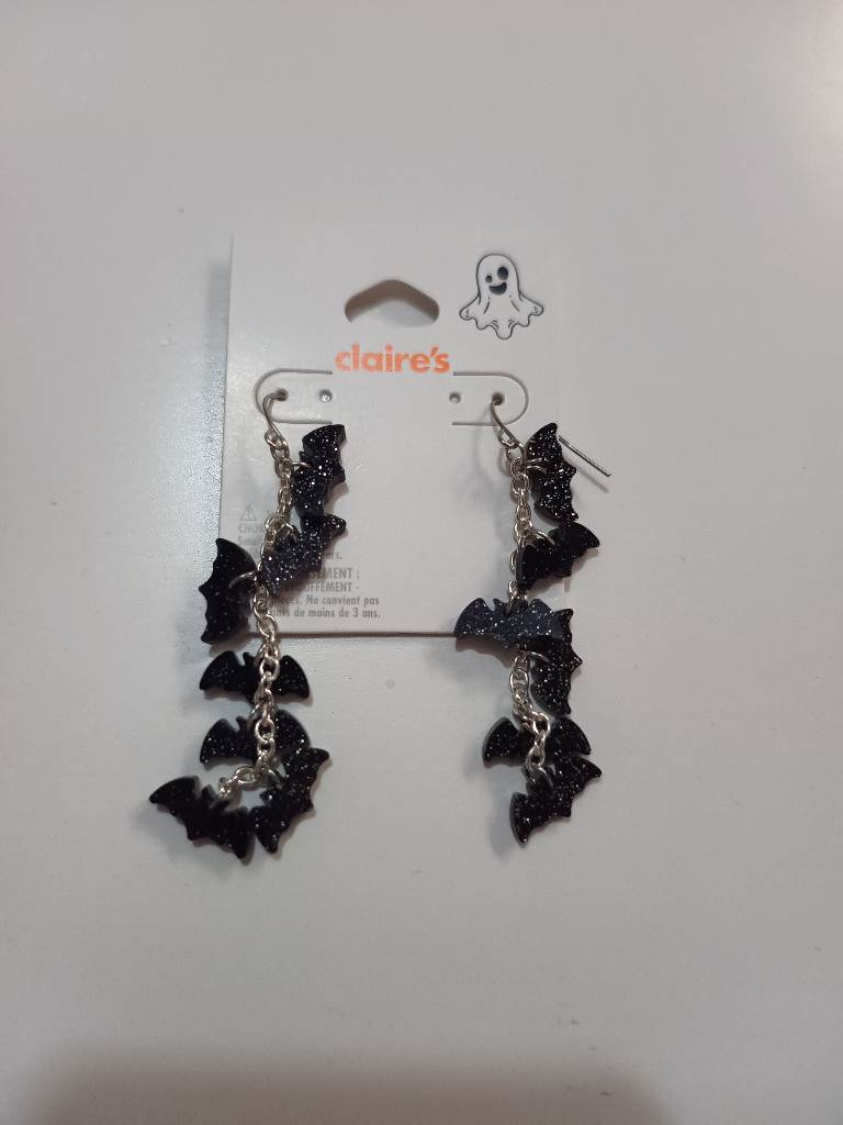 Claire's glitter bat drop dangle earrings