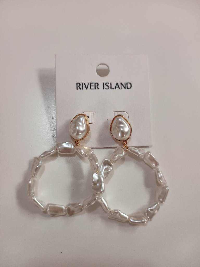 River Island pu pearl circle drop earrings