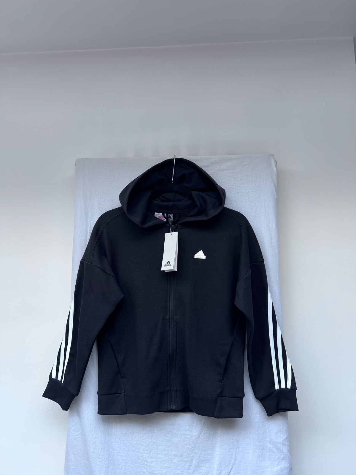 Adidas Kids Black Future Icons 3-Stripes Full-Zip Hoodie size UK 9-10Y Brand New with Tags