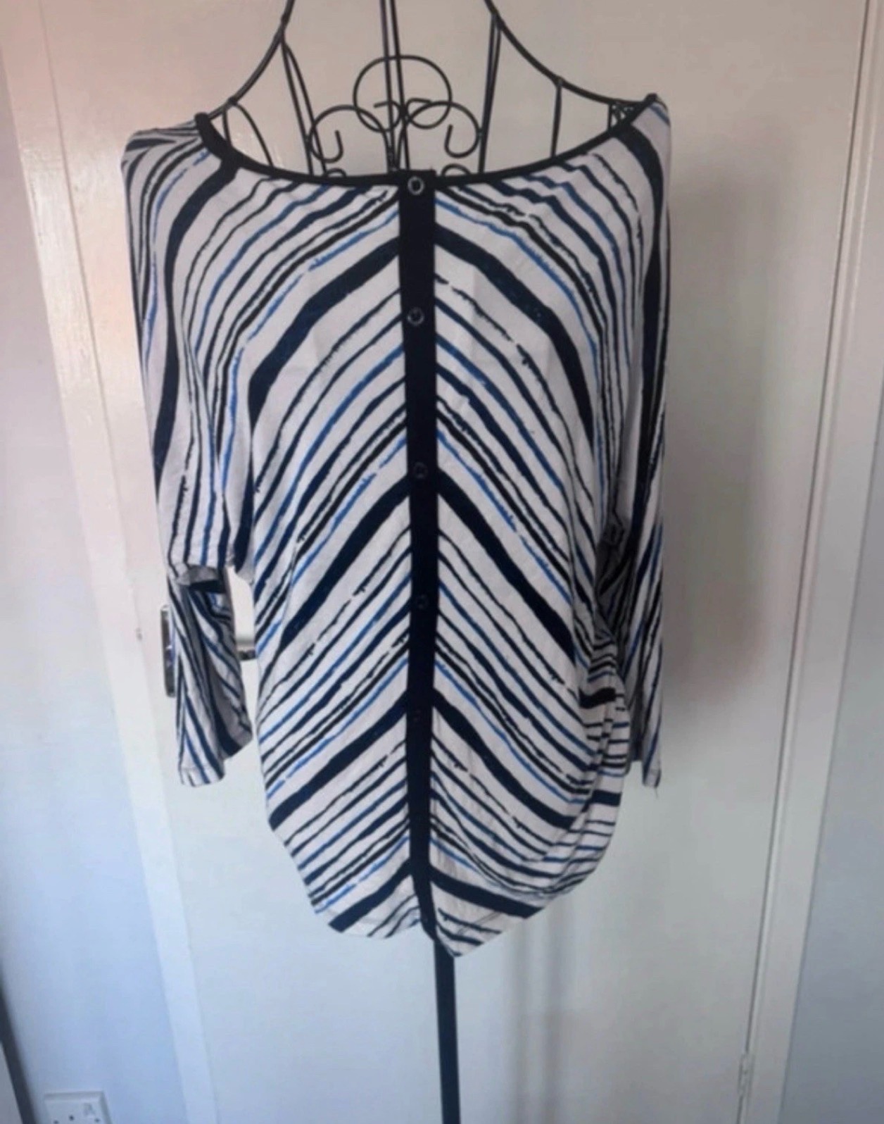 Debenhams Blue & Black Zebra Abstract Stripe Top — Size 12