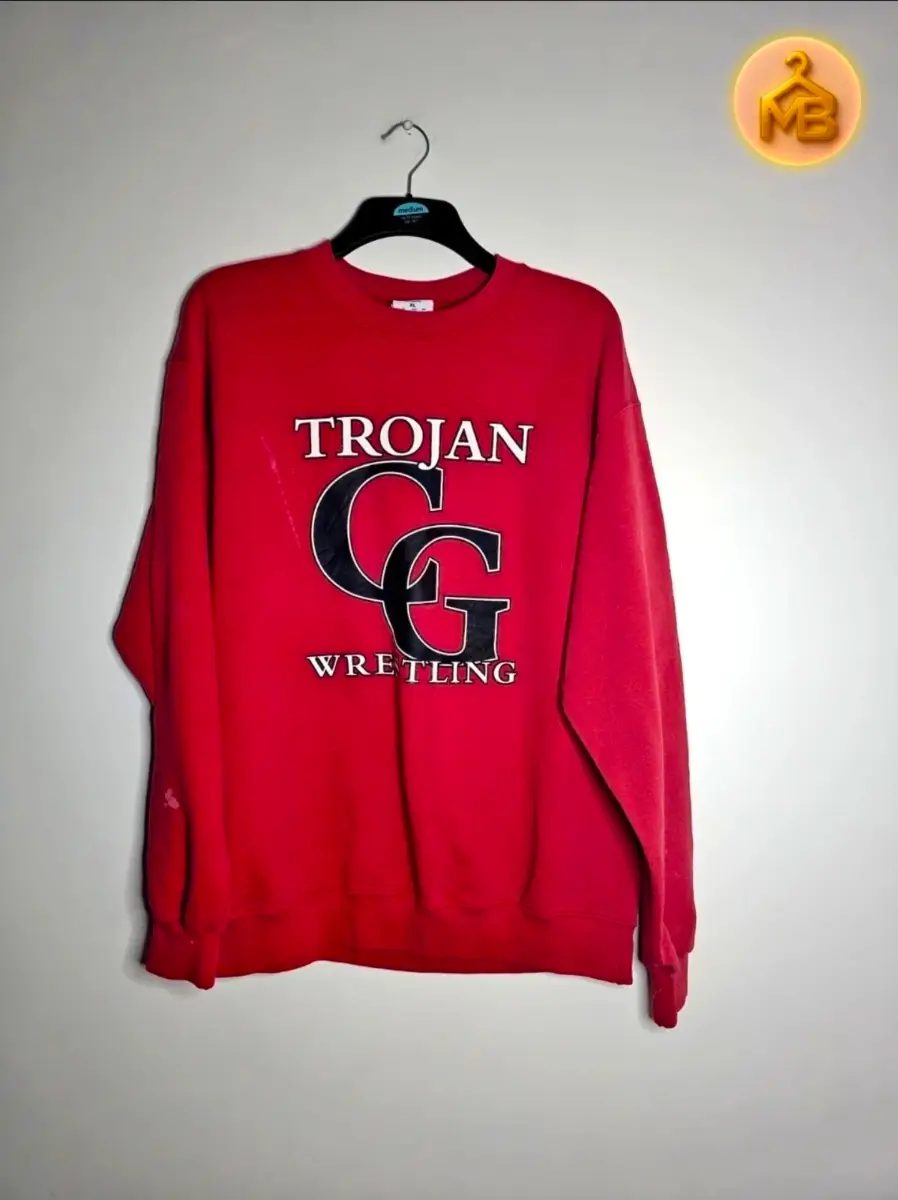 Red Champion Trojan Wrestling Jumper Size XL Good Condition
