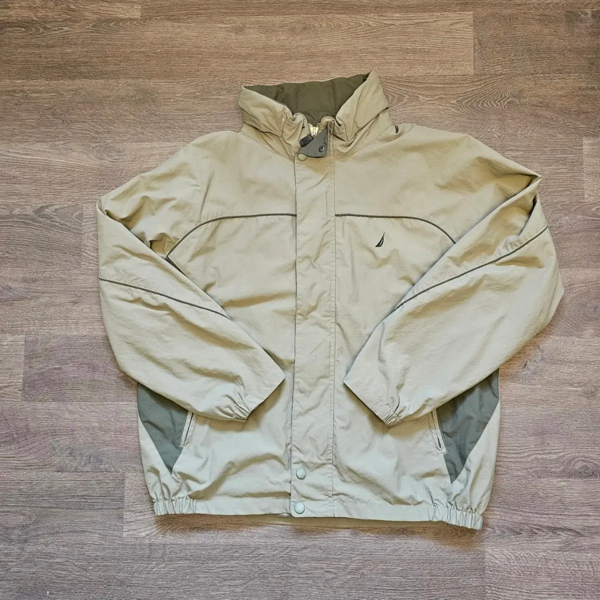 Nautica Y2K Khaki Green Windbreaker Size XL Full Zip Jacket