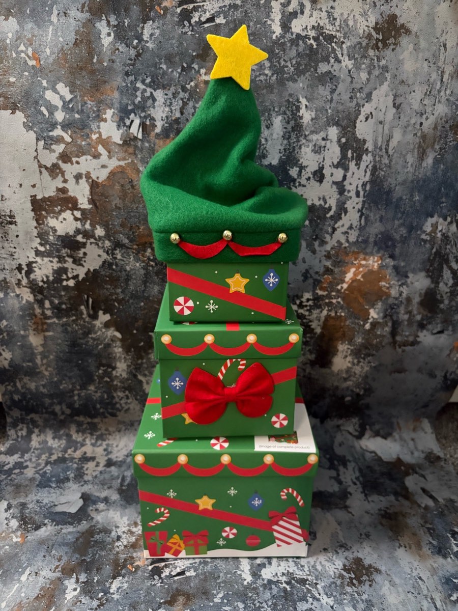 Plush Christmas tree 3 stackable boxes