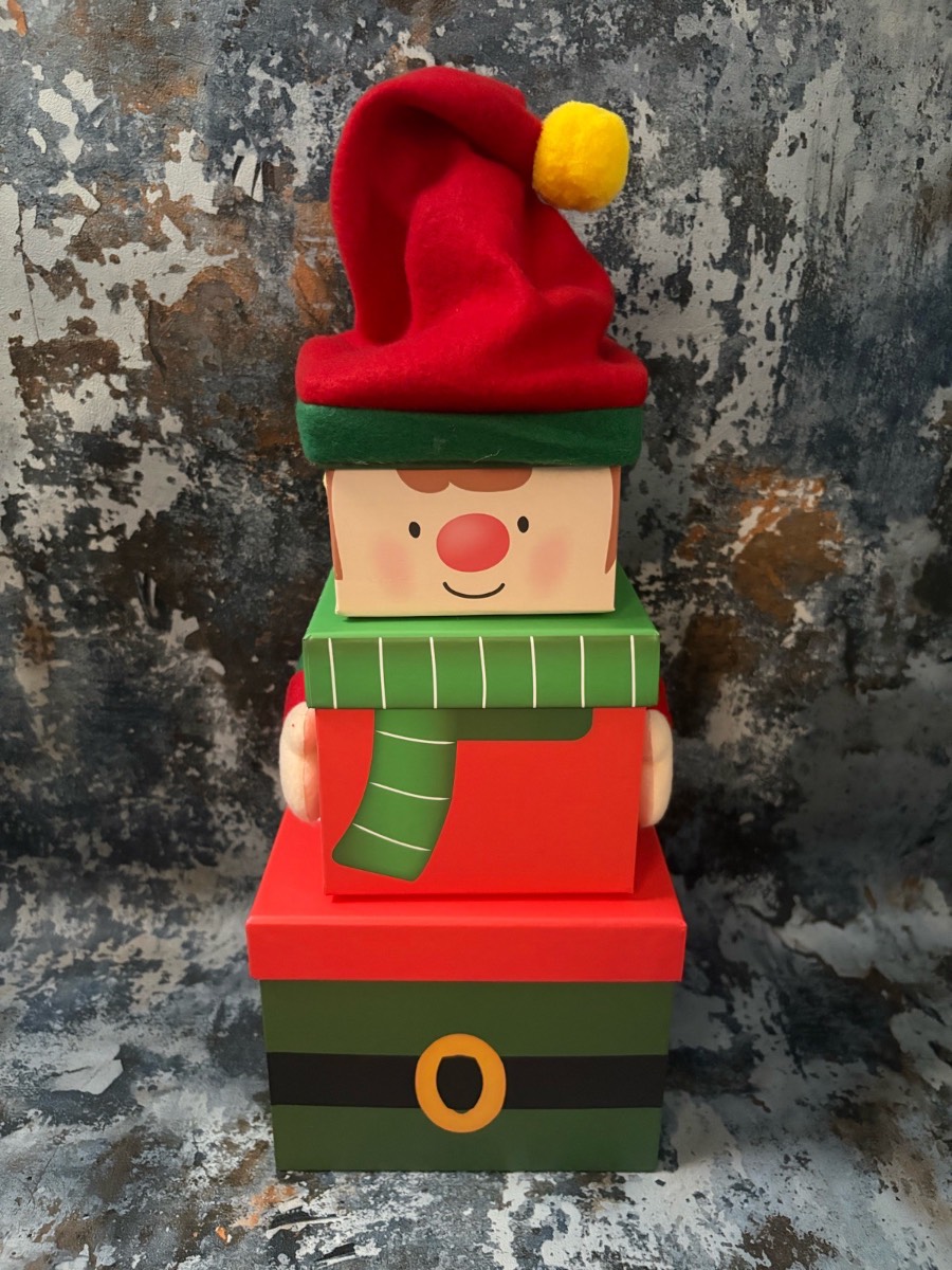 Plush elf christmas 3 stackable boxes