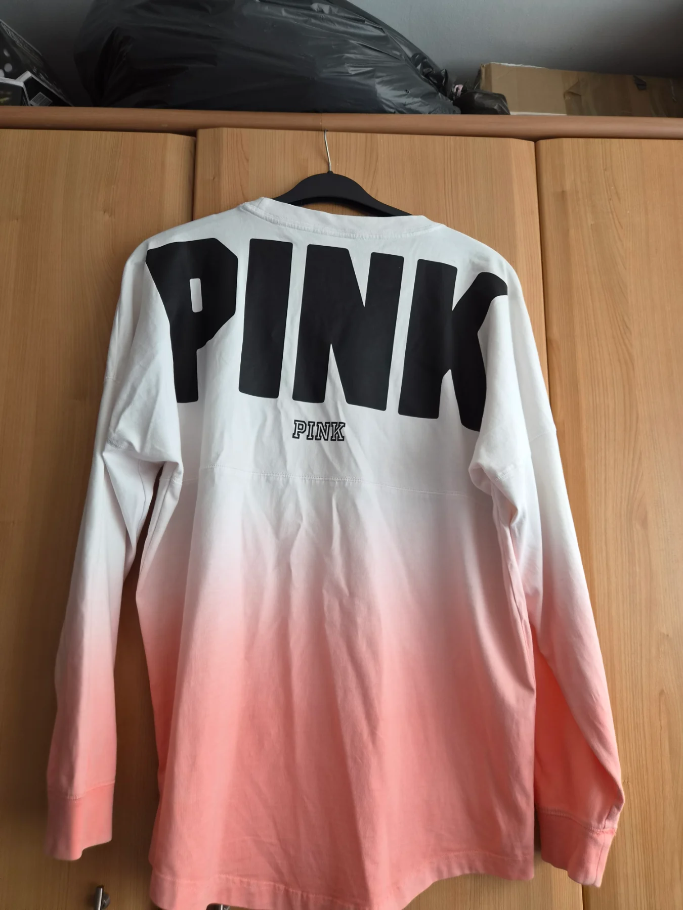 Victoria's Secret PINK Ombre Spirit Jersey Long Sleeve Top Size M Big Logo