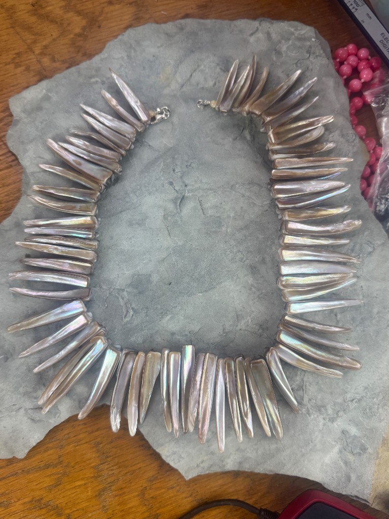 Necklace. Very spiky very large made from natural mother of Pearl.