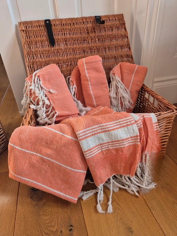 bundle of 2 100% cotton turkish hammam style beach towels