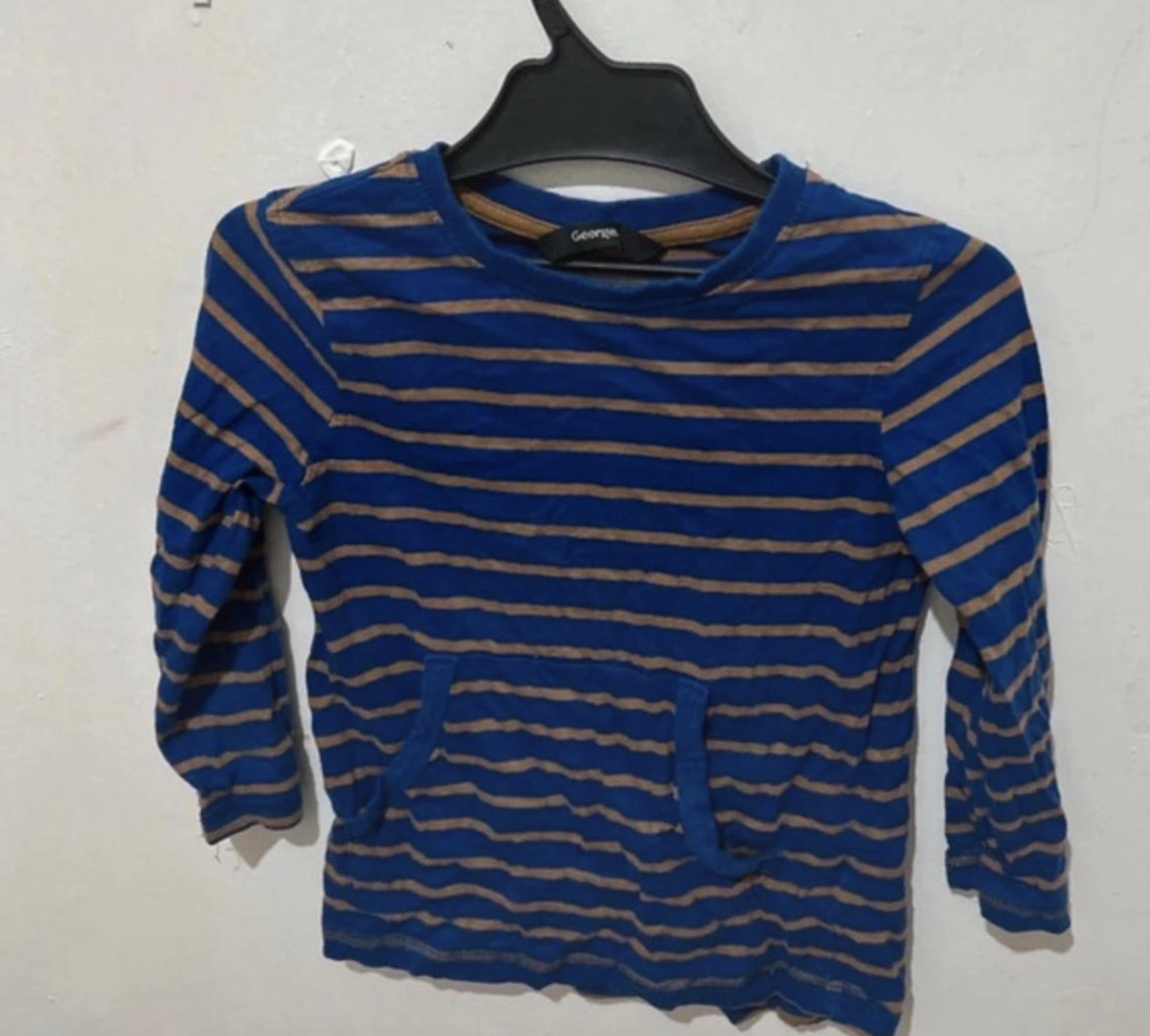 George Blue Striped Long Sleeve Top – Age 3–4 Years | Coastal • Everyday • Back to School