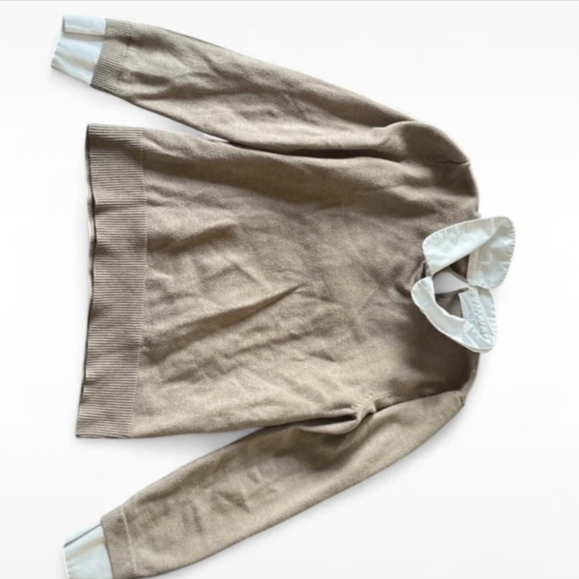 Primark Beige Collared Knit Jumper – Women's XS | Old Money • Quiet Luxury • Preppy Chic