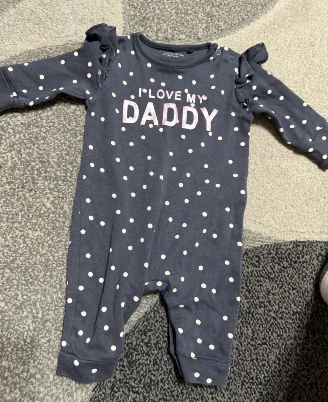 Next footless Sleepsuit babygrow girls up to 3 months polka dot pink sparkle I love my daddy