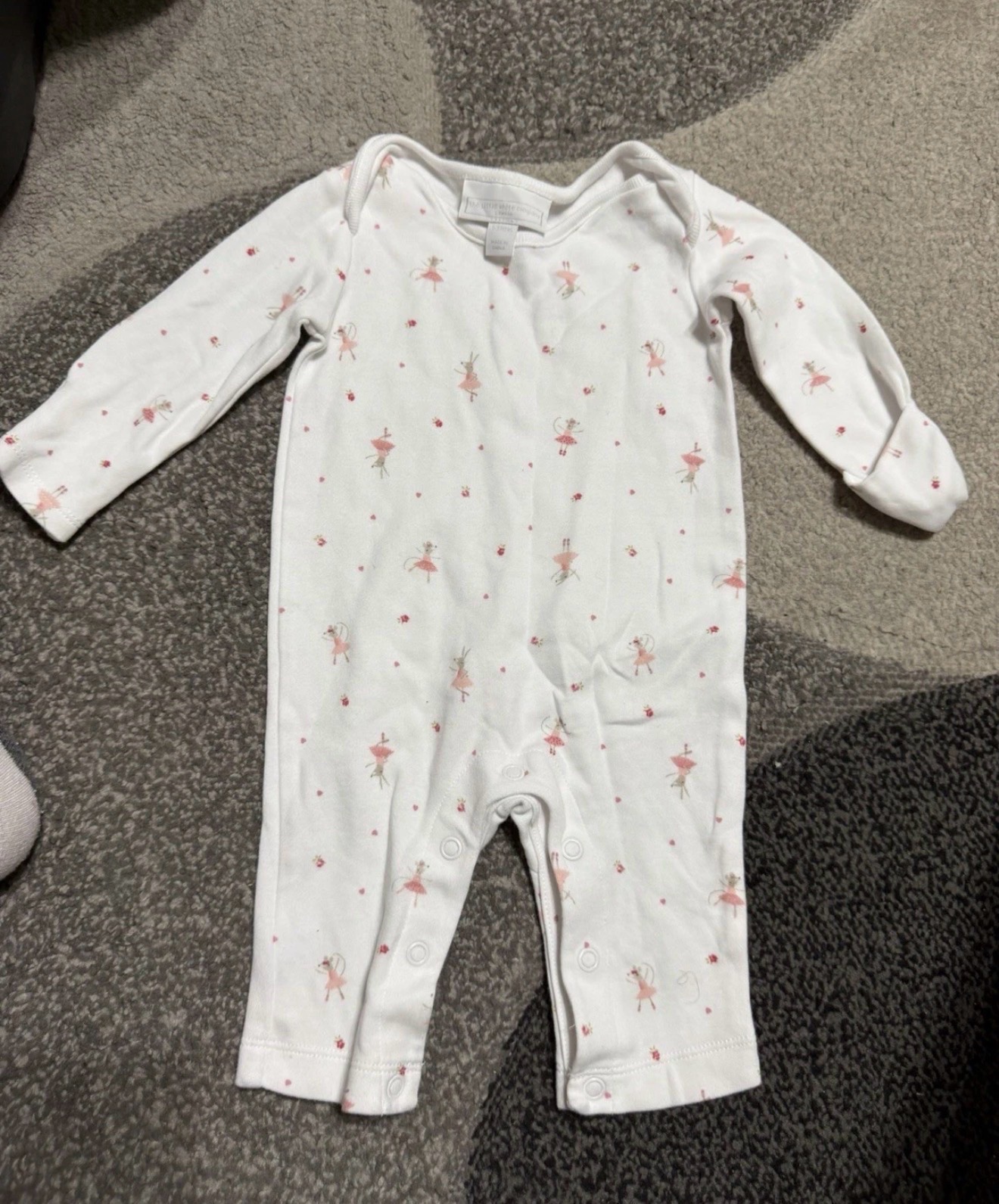 The little white company footless Sleepsuit babygrow girls 0 - 3 months pretty ballerina bunny mouse