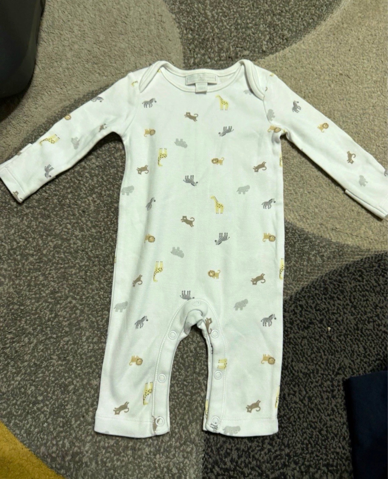 The Little White Company white animal print long sleeve babygrow 0-3 months