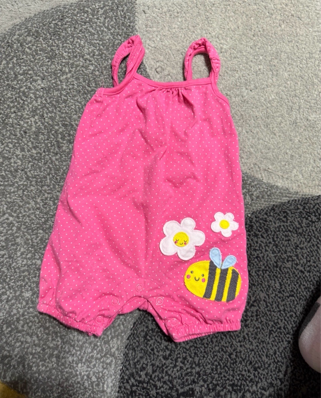 Blue zoo Debenhams summer romper outfit 0 - 3 months girls bee daisy pink polka dot
