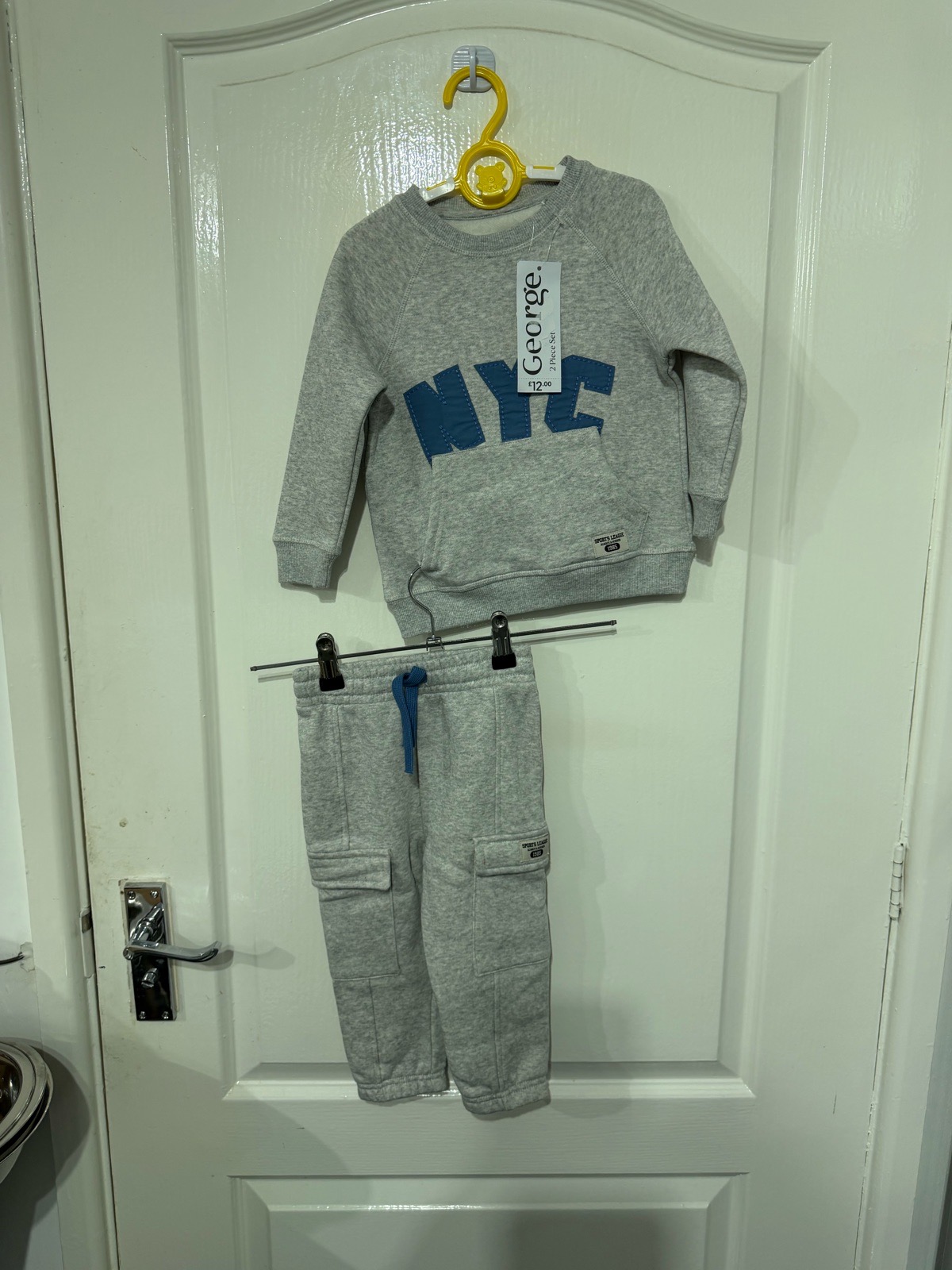 George boys 1 - 1.5 years jogger suit NYC logo fleece sweatshirt & trousers 2 piece set