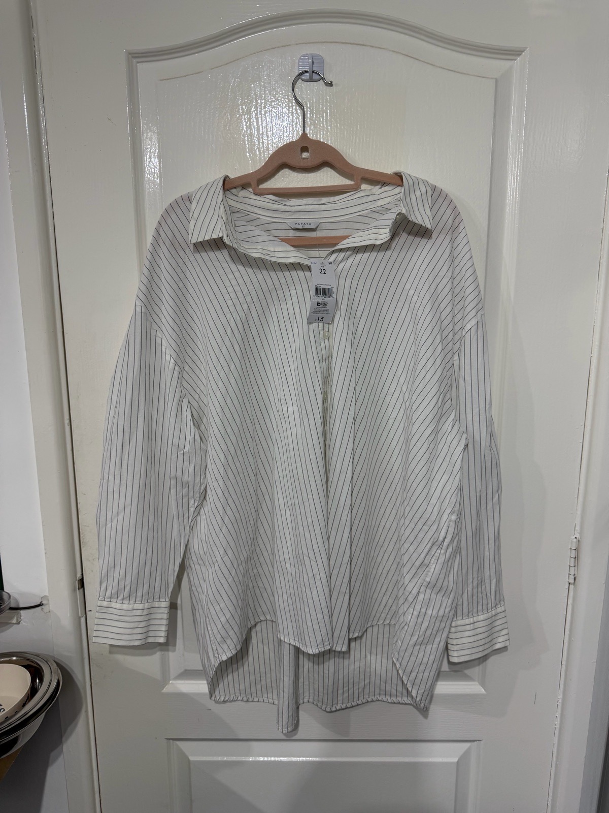 Papaya long sleeve button up shirt size 22 pinstripe white shirt BNWT