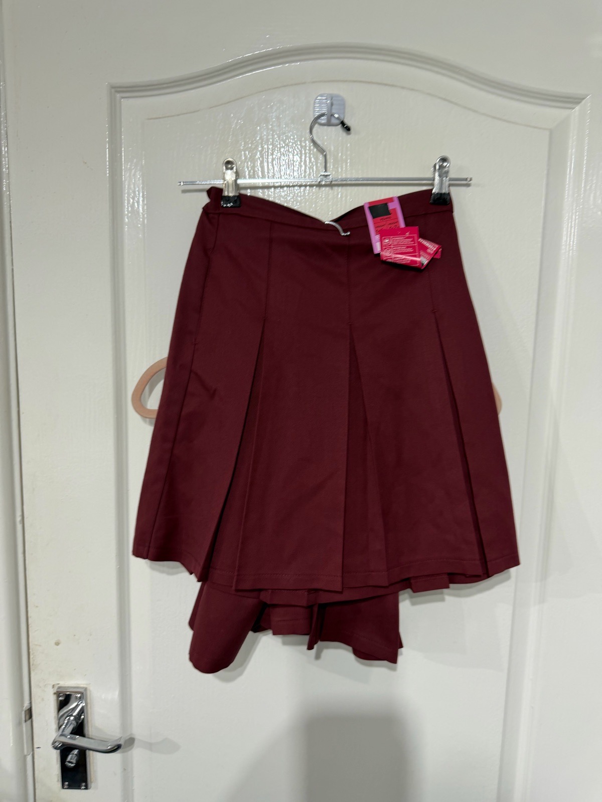 M&S school skirts 2 skirts 10 years girls burgundy pleated adjustable waist BNWT adjustable waist
