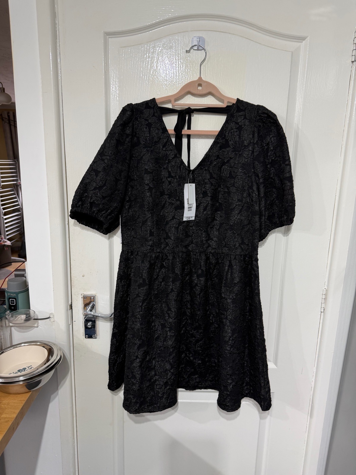 George size 20 black skater dress floral sparkly embroidery pretty formal party