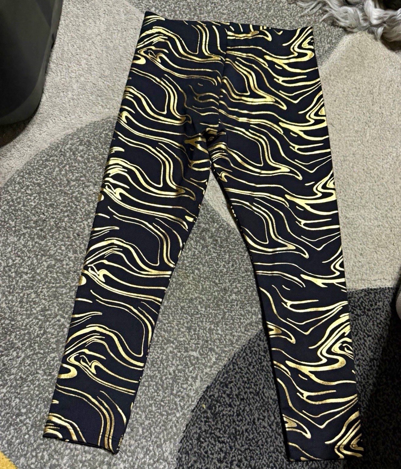 George Girls Black & Gold Ankle Leggings 5-6 Years Stretch
