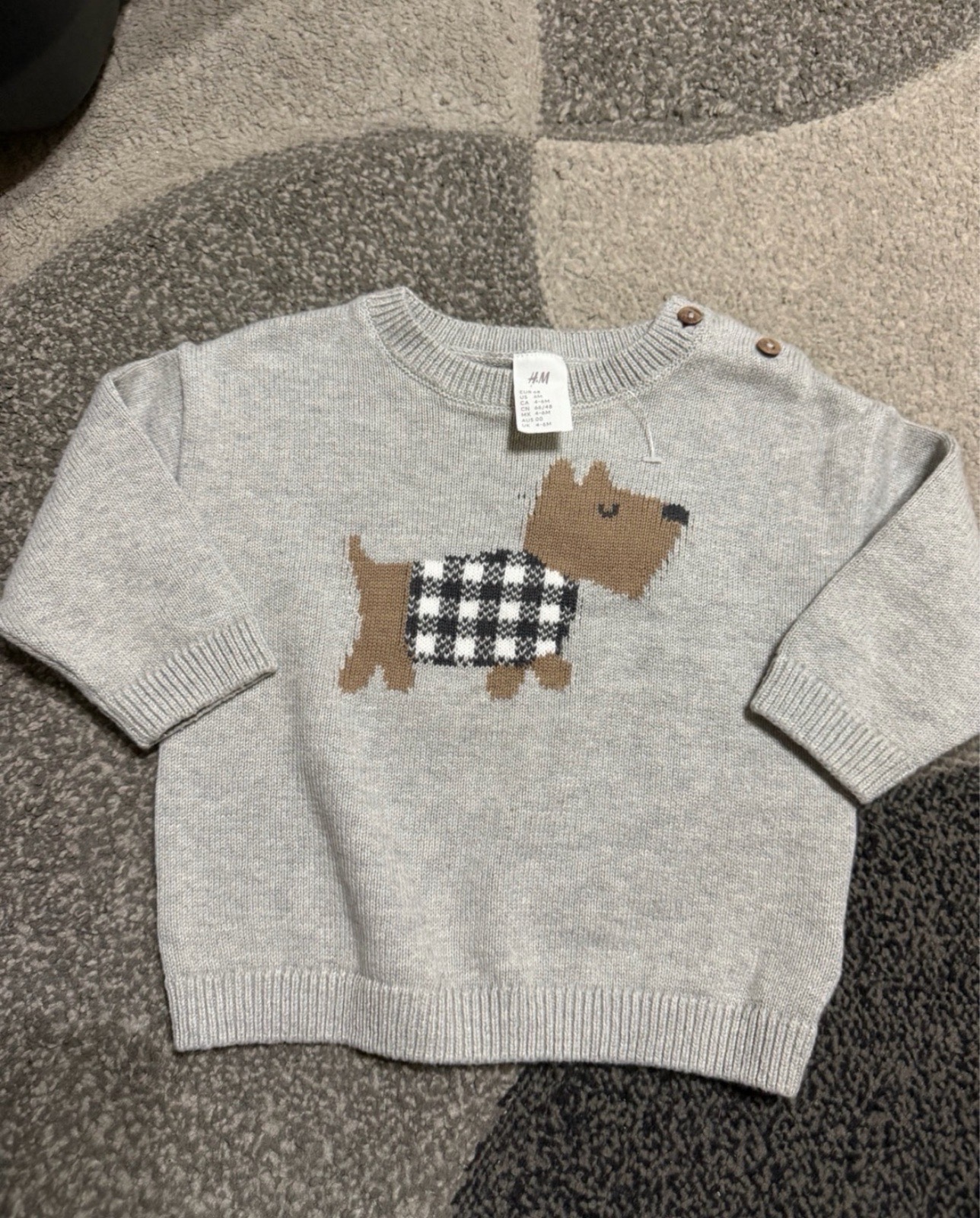 H&M scotty dog grey knit jumper 4 - 6 months unisex autumn winter