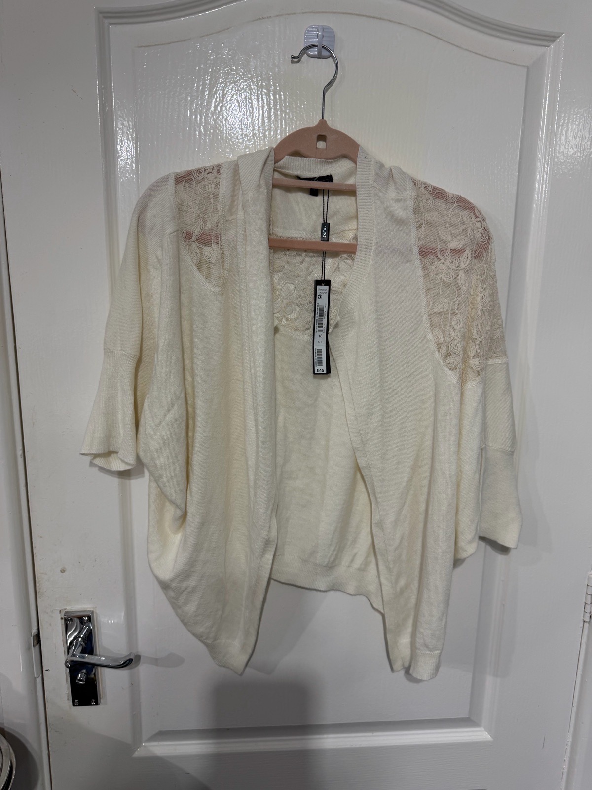 Next size 18 cardigan lace cream ivory batwing sleeve pretty bridal BNWT