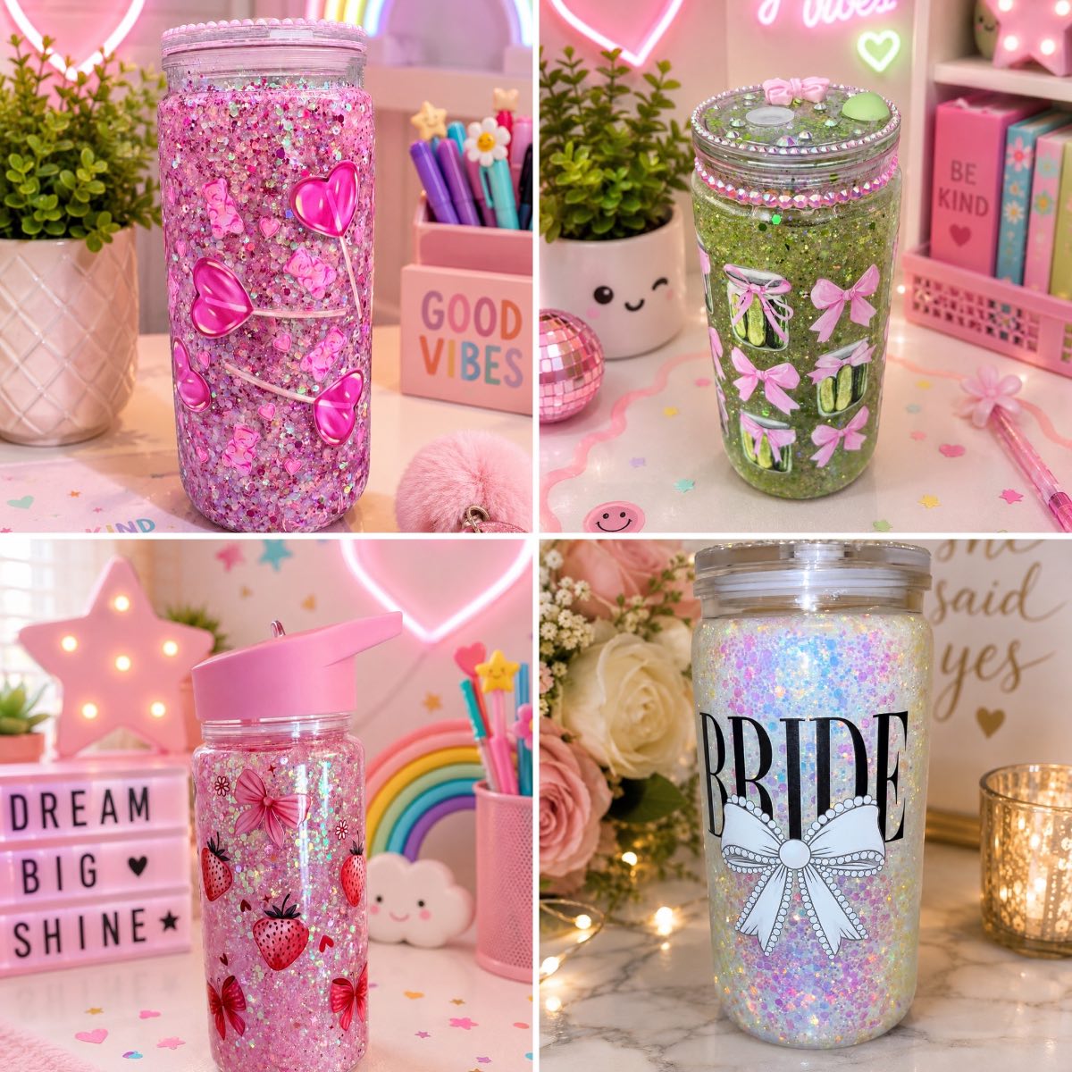 Snowglobe tumbler with lid and straw