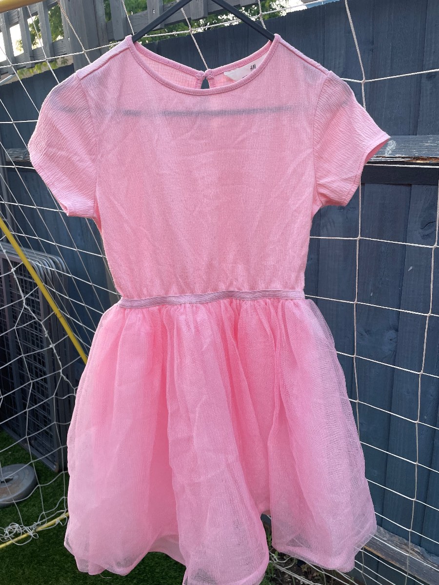 Girls Pink Tulle-Skirt Short Summer Dress H&M Size 8-10 UK