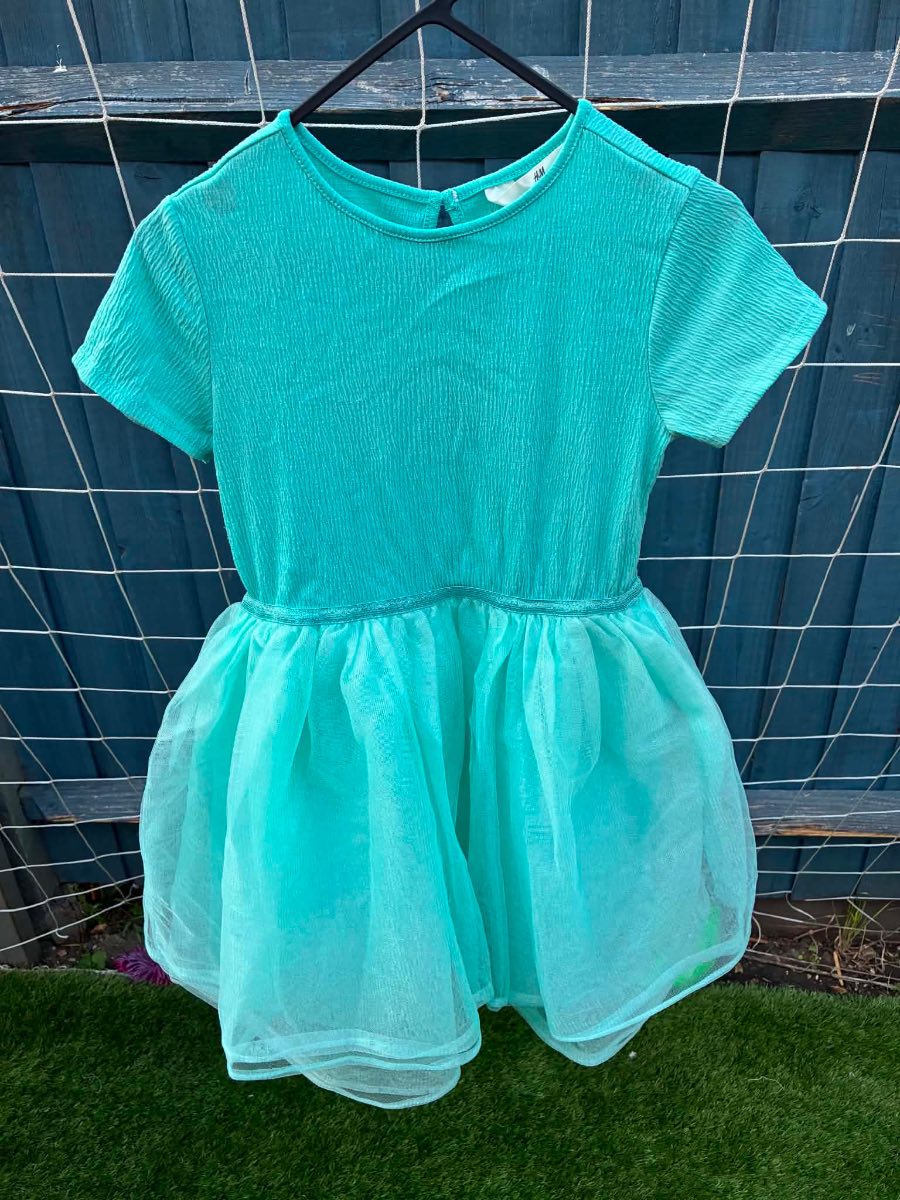 Girls Blue Tulle-Skirt Short Dress H&M Size 8-10 UK
